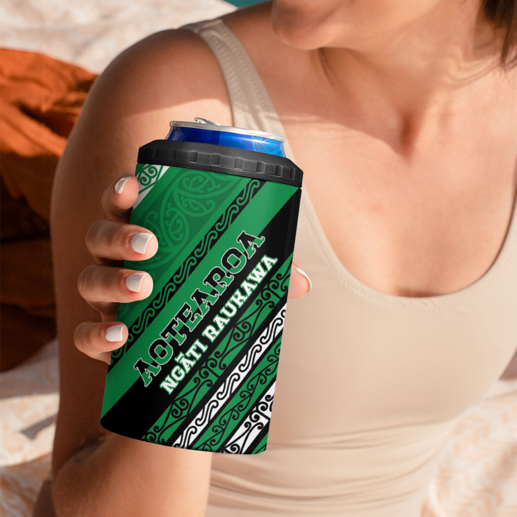 Personalised Aotearoa Ngati Raukawa 4 in 1 Can Cooler Tumbler New Zealand Maori Tribal Fern Pattern