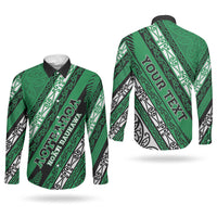 Personalised Aotearoa Ngati Raukawa Couples Matching Tank Maxi Dress and Long Sleeve Button Shirt New Zealand Maori Tribal Fern Pattern