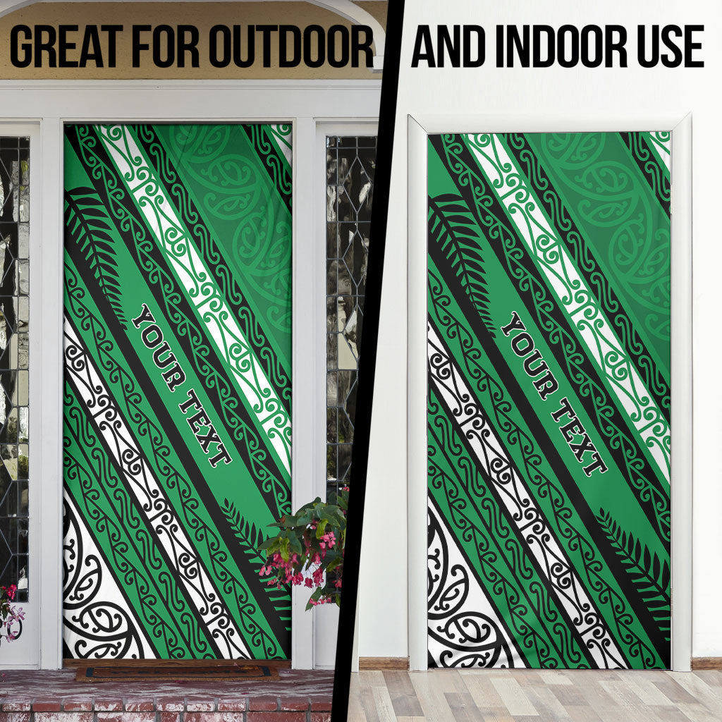 Personalised Aotearoa Ngati Raukawa Door Cover New Zealand Maori Tribal Fern Pattern