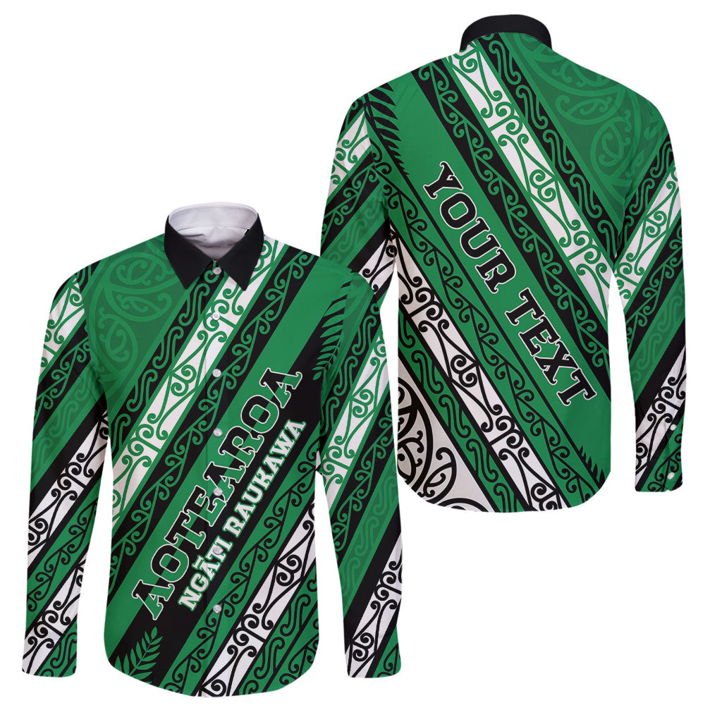Personalised Aotearoa Ngati Raukawa Family Matching Off Shoulder Short Dress and Hawaiian Shirt New Zealand Maori Tribal Fern Pattern