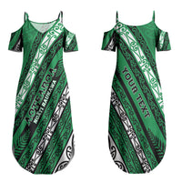 Personalised Aotearoa Ngati Raukawa Family Matching Summer Maxi Dress and Hawaiian Shirt New Zealand Maori Tribal Fern Pattern