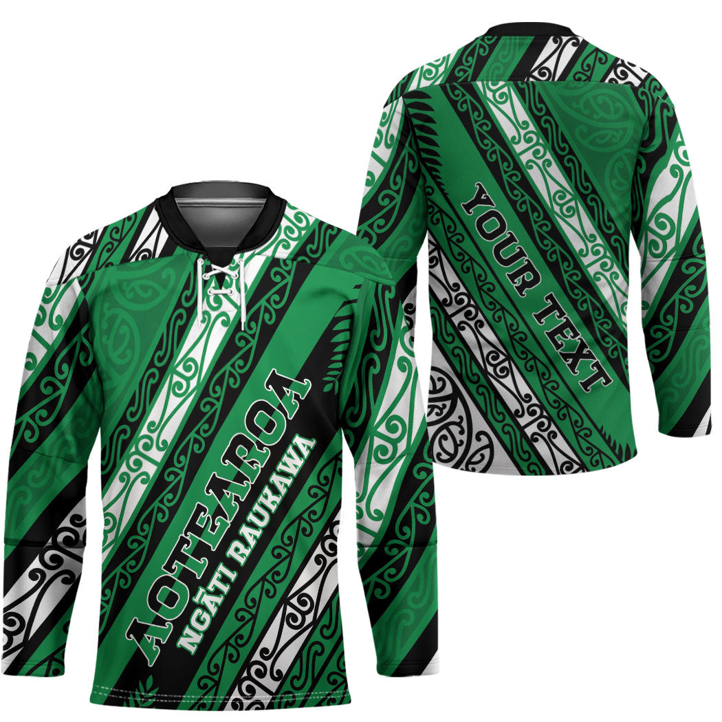 Personalised Aotearoa Ngati Raukawa Hockey Jersey New Zealand Maori Tribal Fern Pattern