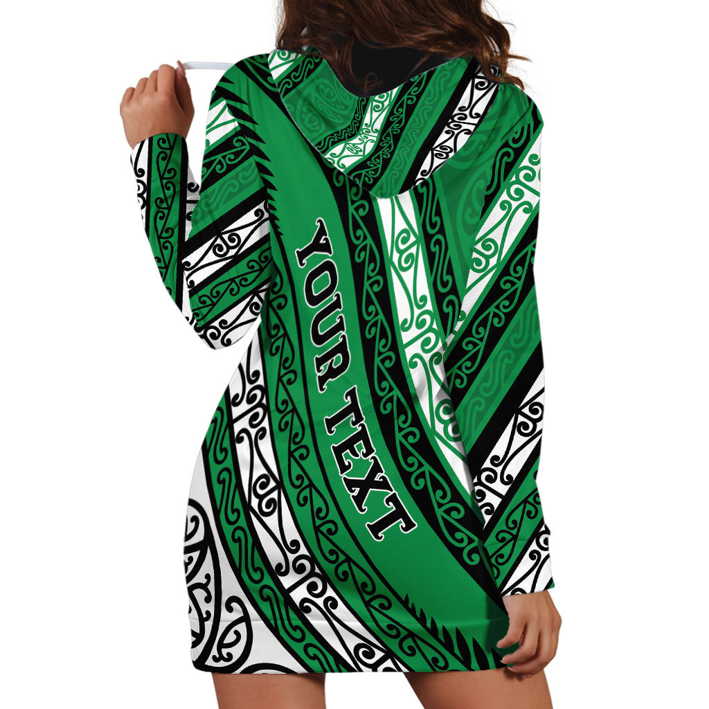 Personalised Aotearoa Ngati Raukawa Hoodie Dress New Zealand Maori Tribal Fern Pattern