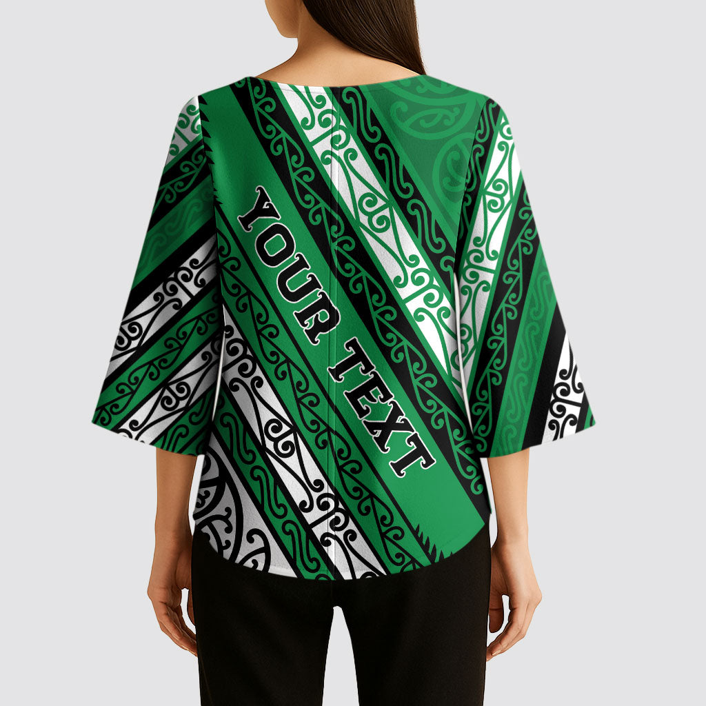 Personalised Aotearoa Ngati Raukawa Kimono Sleeve Blouse New Zealand Maori Tribal Fern Pattern