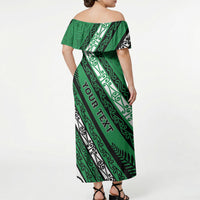 Personalised Aotearoa Ngati Raukawa Off Shoulder Maxi Dress New Zealand Maori Tribal Fern Pattern
