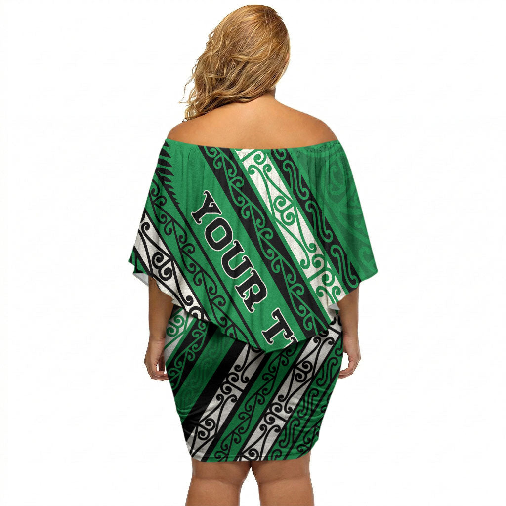 Personalised Aotearoa Ngati Raukawa Off Shoulder Short Dress New Zealand Maori Tribal Fern Pattern