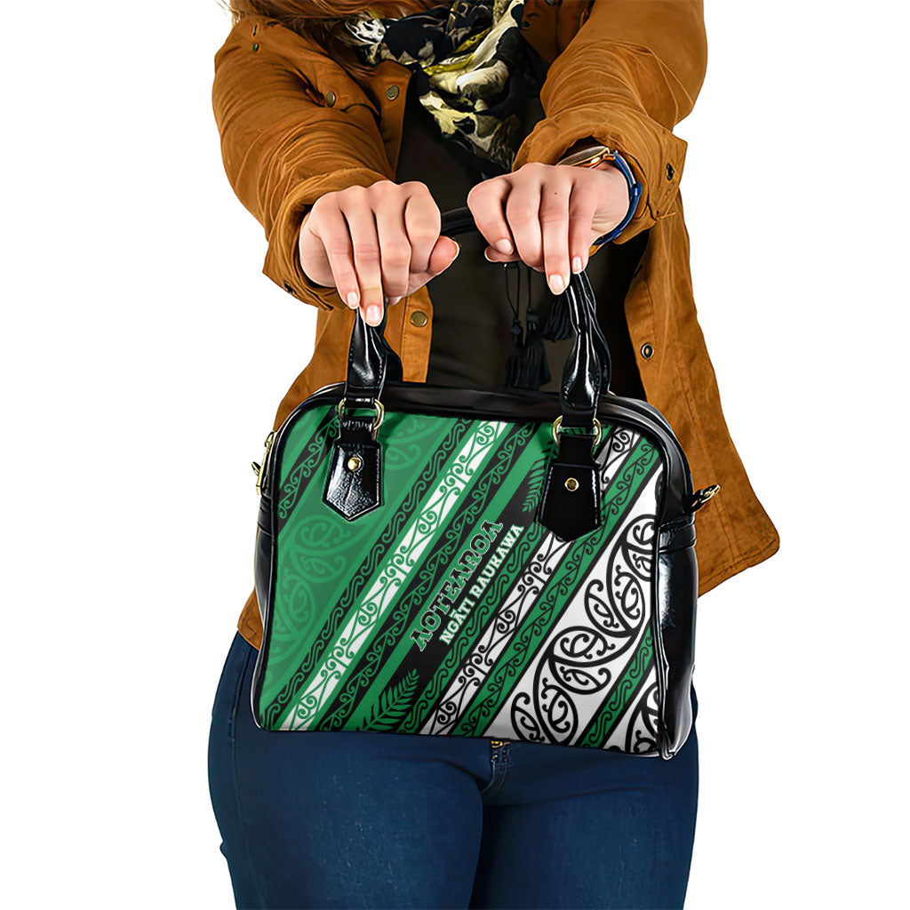 Aotearoa Ngati Raukawa Shoulder Handbag New Zealand Maori Tribal Fern Pattern