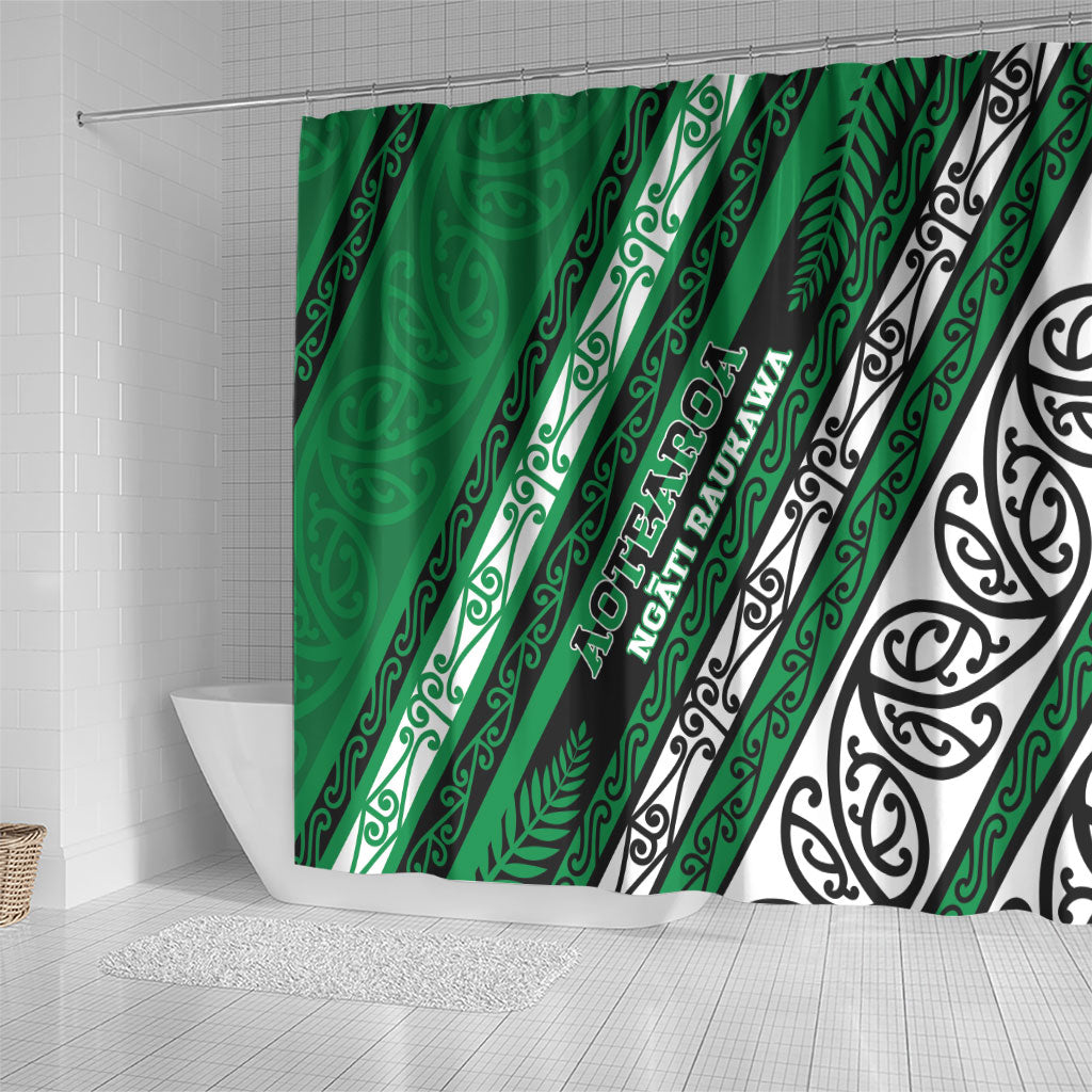 Aotearoa Ngati Raukawa Shower Curtain New Zealand Maori Tribal Fern Pattern