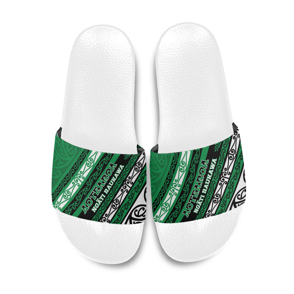 Aotearoa Ngati Raukawa Slide Sandals New Zealand Maori Tribal Fern Pattern
