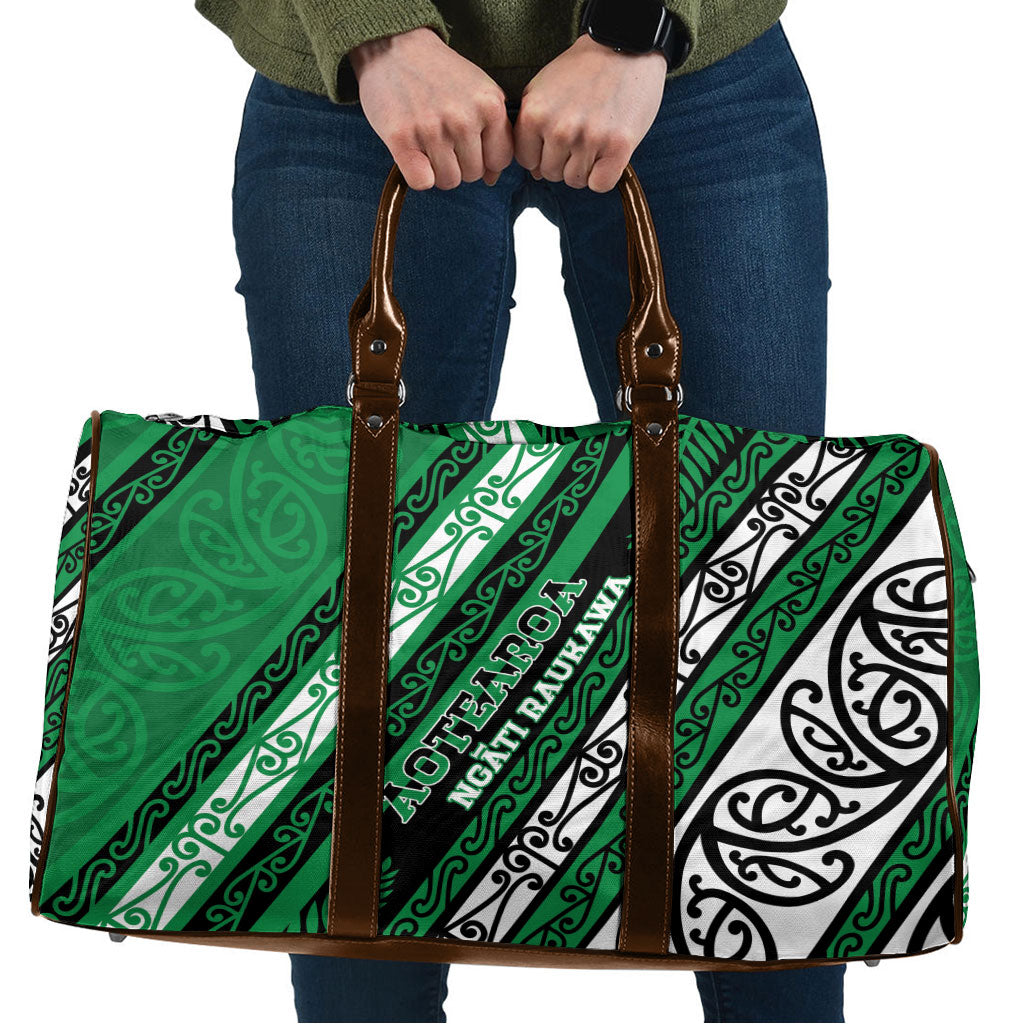 Aotearoa Ngati Raukawa Travel Bag New Zealand Maori Tribal Fern Pattern DT05 Green - Polynesian Pride