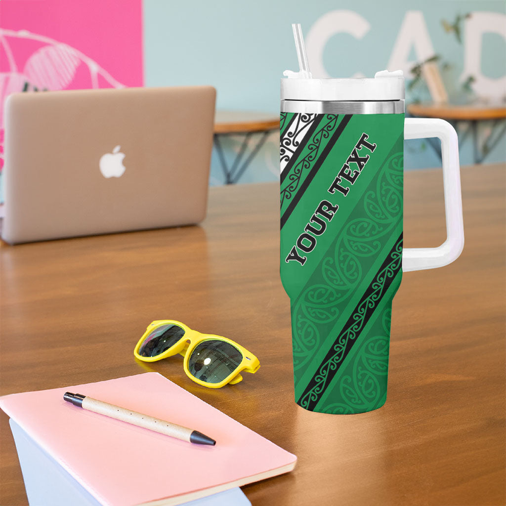 Personalised Aotearoa Ngati Raukawa Tumbler With Handle New Zealand Maori Tribal Fern Pattern
