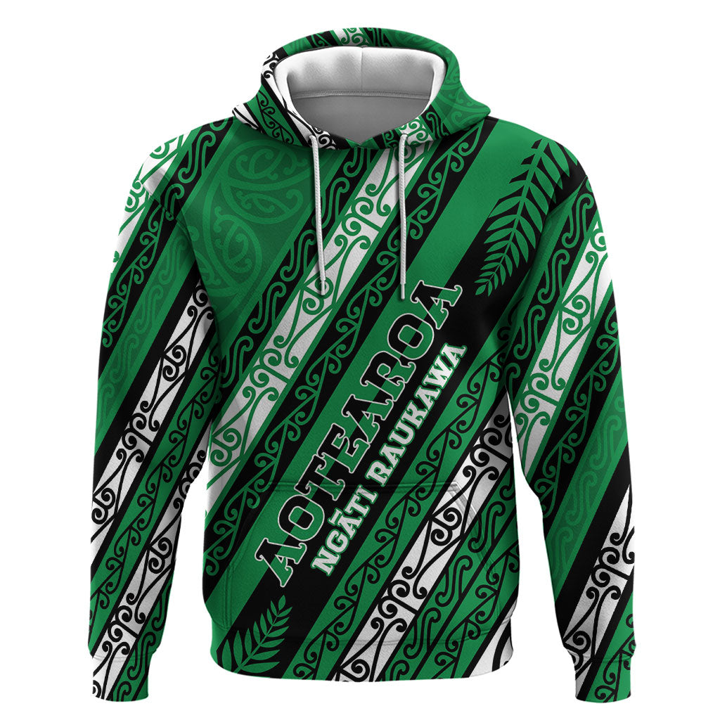 Personalised Aotearoa Ngati Raukawa Zip Hoodie New Zealand Maori Tribal Fern Pattern