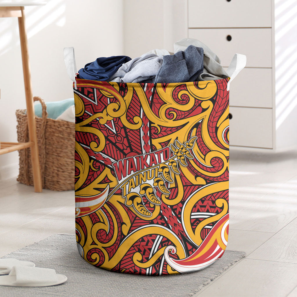 Aotearoa Waikato Tainui Laundry Basket Maori Tribal Pattern Koru Motif