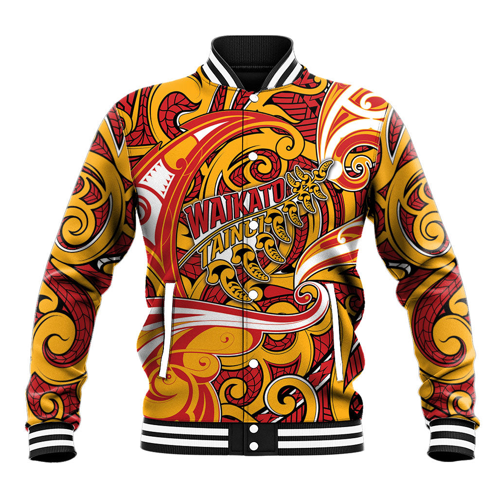 Custom Aotearoa Waikato Tainui Baseball Jacket Maori Tribal Pattern Koru Motif