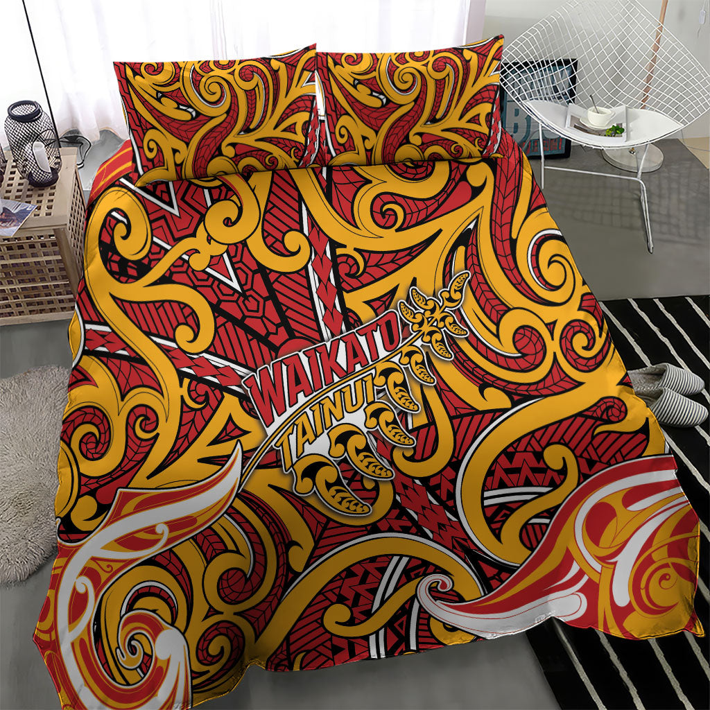 Aotearoa Waikato Tainui Bedding Set Maori Tribal Pattern Koru Motif