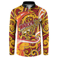 Custom Aotearoa Waikato Tainui Button Sweatshirt Maori Tribal Pattern Koru Motif