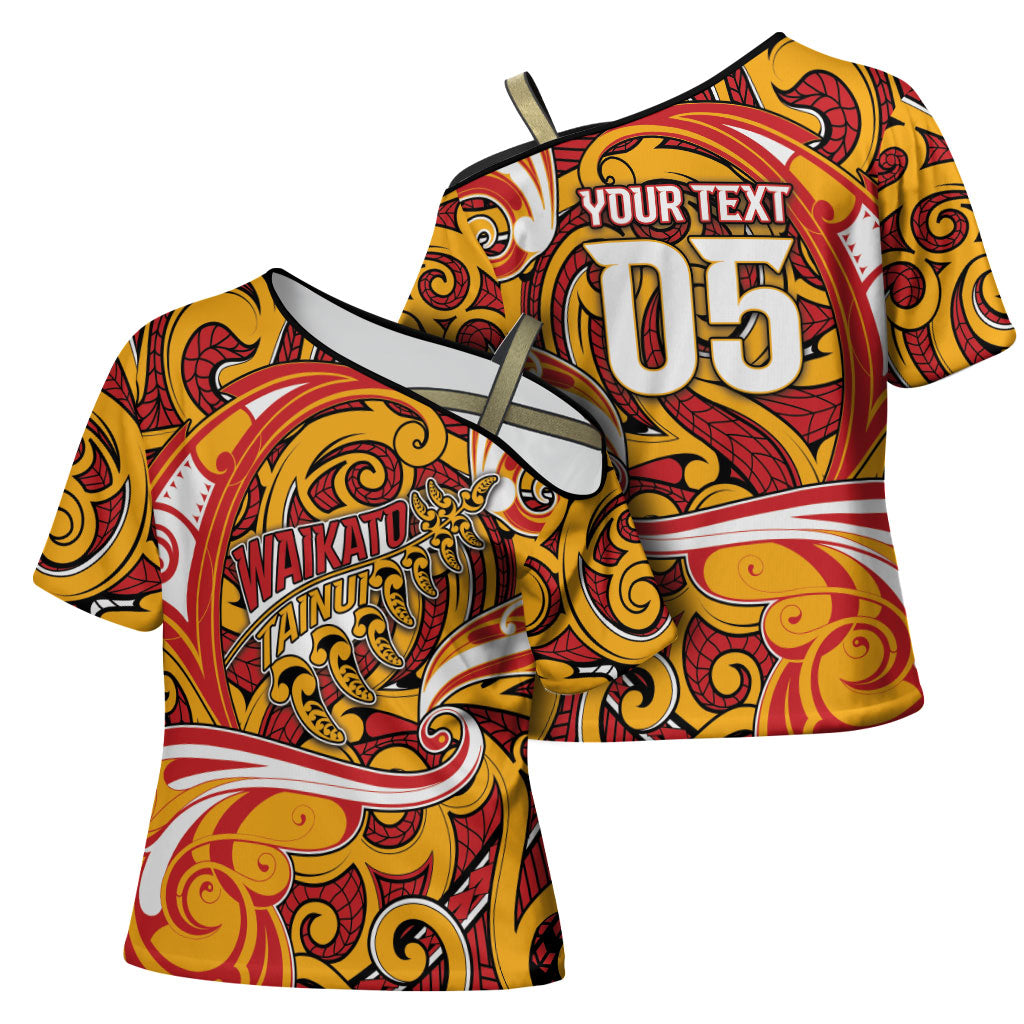 Custom Aotearoa Waikato Tainui Cross Shoulder Shirt Maori Tribal Pattern Koru Motif