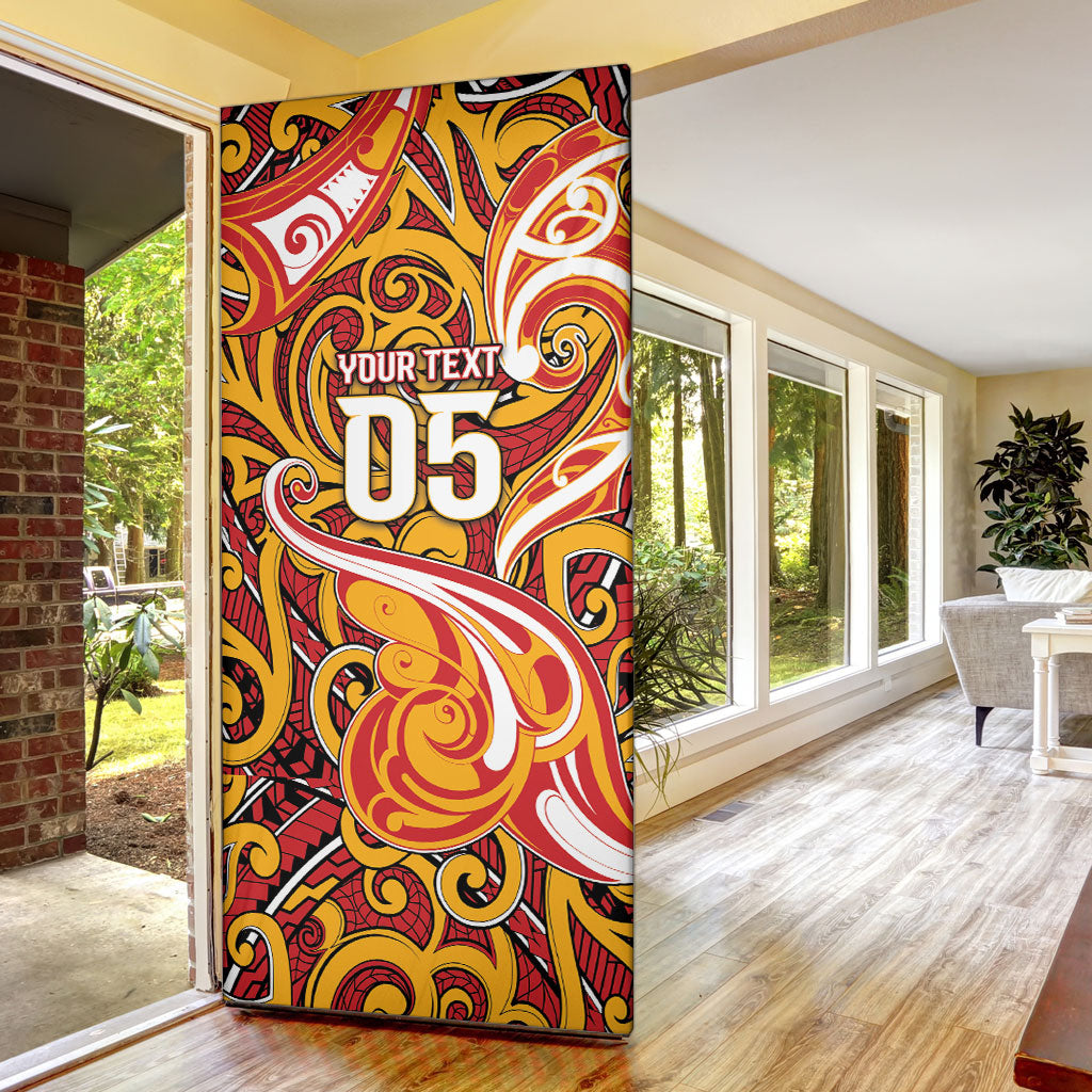 Custom Aotearoa Waikato Tainui Door Cover Maori Tribal Pattern Koru Motif
