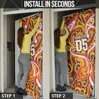 Custom Aotearoa Waikato Tainui Door Cover Maori Tribal Pattern Koru Motif
