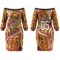 Custom Aotearoa Waikato Tainui Family Matching Off The Shoulder Long Sleeve Dress and Hawaiian Shirt Maori Tribal Pattern Koru Motif