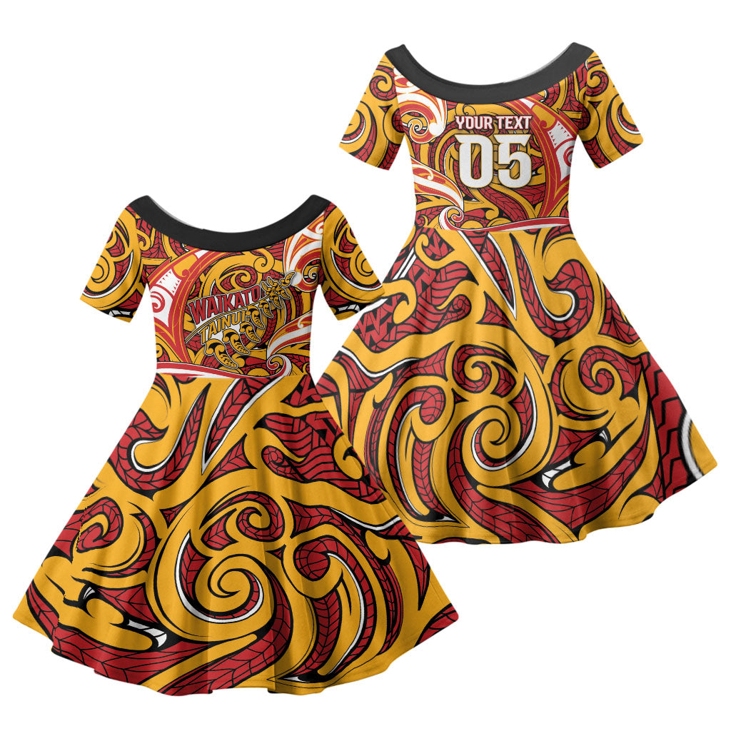 Custom Aotearoa Waikato Tainui Family Matching Short Sleeve Bodycon Dress and Hawaiian Shirt Maori Tribal Pattern Koru Motif