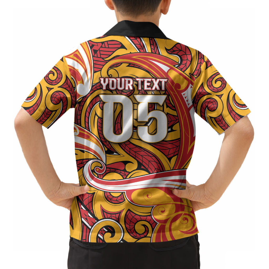 Custom Aotearoa Waikato Tainui Kid Hawaiian Shirt Maori Tribal Pattern Koru Motif