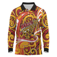 Custom Aotearoa Waikato Tainui Long Sleeve Polo Shirt Maori Tribal Pattern Koru Motif
