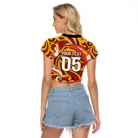 Custom Aotearoa Waikato Tainui Raglan Cropped T Shirt Maori Tribal Pattern Koru Motif