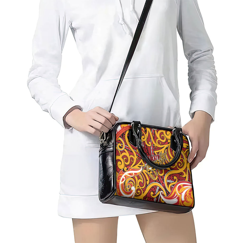 Aotearoa Waikato Tainui Shoulder Handbag Maori Tribal Pattern Koru Motif
