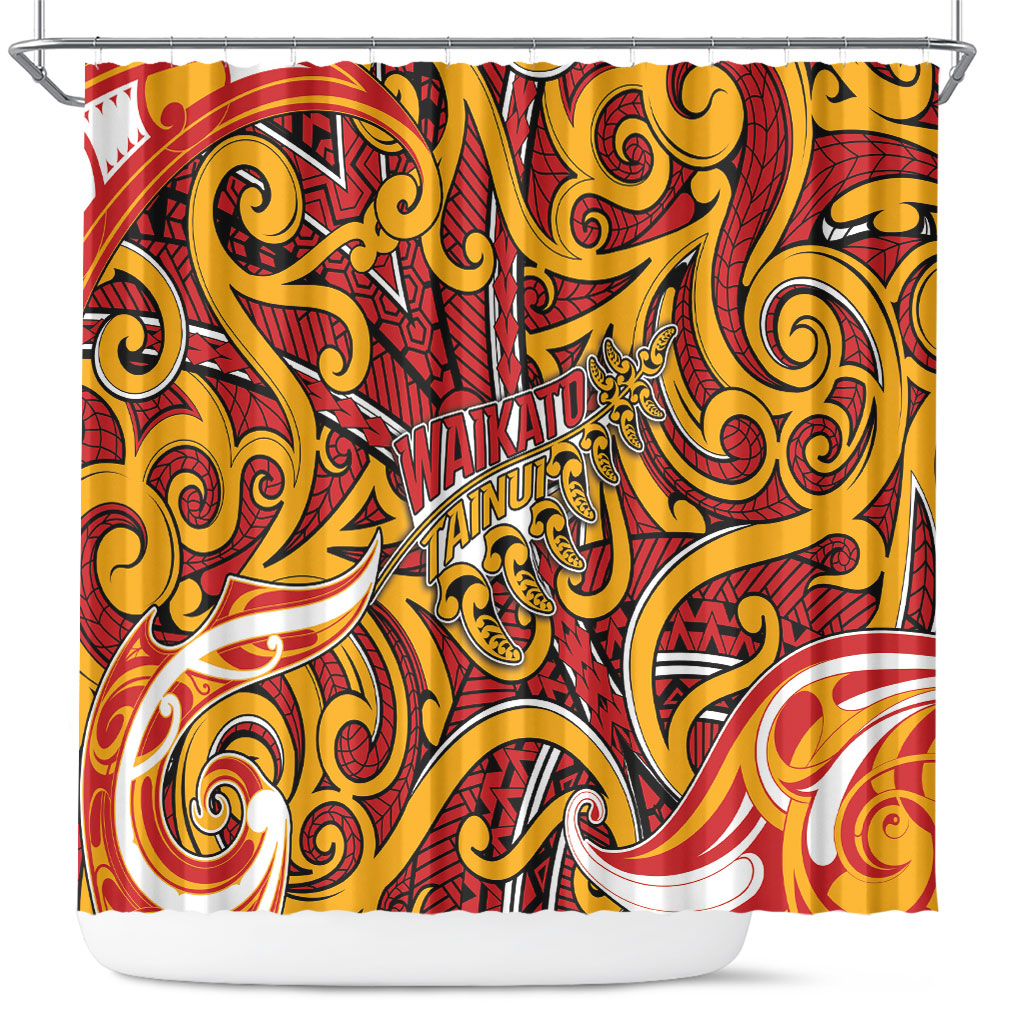 Aotearoa Waikato Tainui Shower Curtain Maori Tribal Pattern Koru Motif
