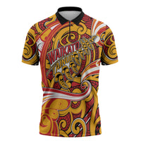 Custom Aotearoa Waikato Tainui Zipper Polo Shirt Maori Tribal Pattern Koru Motif