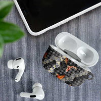 Black Palaka Hawaiian And Japanese AirPods Case Sakura Lei With Koi Fish - Polynesian Pride