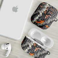 Black Palaka Hawaiian And Japanese AirPods Case Sakura Lei With Koi Fish - Polynesian Pride