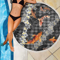 Black Palaka Hawaiian And Japanese Beach Blanket Sakura Lei With Koi Fish DT05 - Polynesian Pride