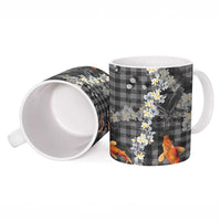 Black Palaka Hawaiian And Japanese Ceramic Mug Sakura Lei With Koi Fish - Polynesian Pride