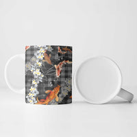 Black Palaka Hawaiian And Japanese Ceramic Mug Sakura Lei With Koi Fish - Polynesian Pride