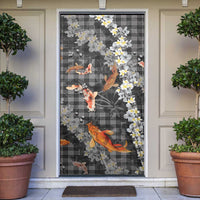 Black Palaka Hawaiian And Japanese Door Cover Sakura Lei With Koi Fish - Polynesian Pride
