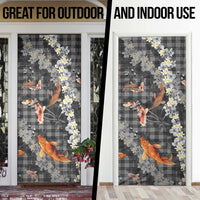 Black Palaka Hawaiian And Japanese Door Cover Sakura Lei With Koi Fish - Polynesian Pride