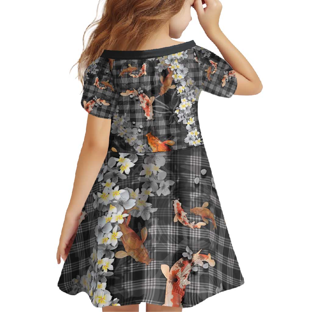 Black Palaka Hawaiian And Japanese Family Matching Summer Maxi Dress and Hawaiian Shirt Sakura Lei With Koi Fish - Polynesian Pride