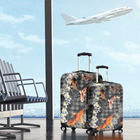 Black Palaka Hawaiian And Japanese Luggage Cover Sakura Lei With Koi Fish - Polynesian Pride