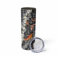 Black Palaka Hawaiian And Japanese Skinny Tumbler Sakura Lei With Koi Fish - Polynesian Pride