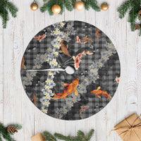 Black Palaka Hawaiian And Japanese Tree Skirt Sakura Lei With Koi Fish - Polynesian Pride