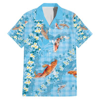 Blue Palaka Hawaiian And Japanese Family Matching Mermaid Dress and Hawaiian Shirt Sakura Lei With Koi Fish - Polynesian Pride