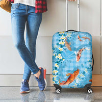 Blue Palaka Hawaiian And Japanese Luggage Cover Sakura Lei With Koi Fish - Polynesian Pride