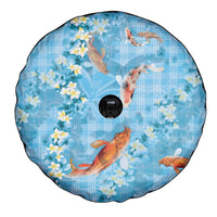 Blue Palaka Hawaiian And Japanese Spare Tire Cover Sakura Lei With Koi Fish DT05 - Polynesian Pride