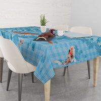 Blue Palaka Hawaiian And Japanese Tablecloth Sakura Lei With Koi Fish - Polynesian Pride