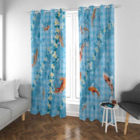 Blue Palaka Hawaiian And Japanese Window Curtain Sakura Lei With Koi Fish - Polynesian Pride