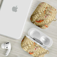 Beige Palaka Hawaiian And Japanese AirPods Case Sakura Lei With Koi Fish - Polynesian Pride