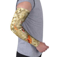 Beige Palaka Hawaiian And Japanese Arm Sleeves Sakura Lei With Koi Fish - Polynesian Pride