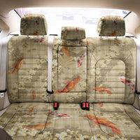 Beige Palaka Hawaiian And Japanese Back Car Seat Cover Sakura Lei With Koi Fish - Polynesian Pride